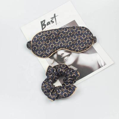 China New Design 100% Polyester Silk Eyemask Women's Wholesale Luxury Custom Ladies Silk Eye Mask With Scrunchie for sale