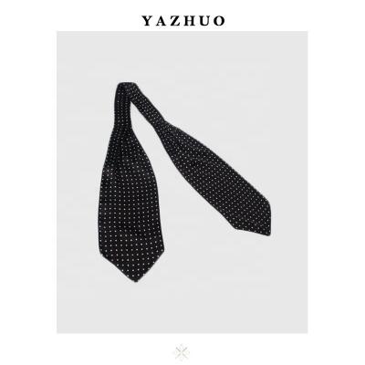 China Hot Sale Tie Dot Design Black And White Twill Polyester Twill Scarf High Quality Black And White Cravat zu verkaufen