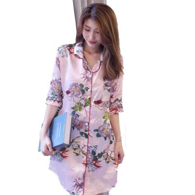 China Gray Color Notched Collar Cashmere Good Selling QUICK DRY Material Women's Nightgown Leisure Home Wear Sleepwear for sale