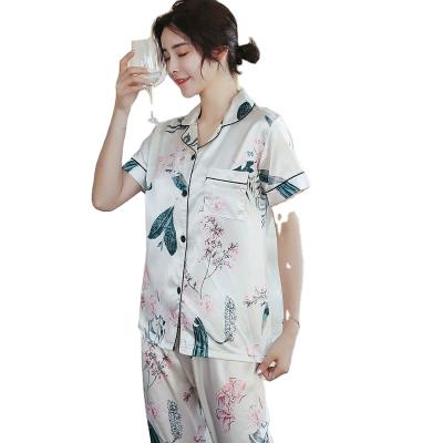 China Discount Polka Dot Pattern Type Herringbone Fabric Acrylic Material Women Sleepwear Satin QUICK DRY Printed Pajamas for sale