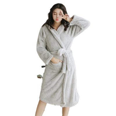 China The other autumn and winter new women's flannel thickened flannel soft and comfortable rabbit long robe hooded bathrobe beautiful for sale