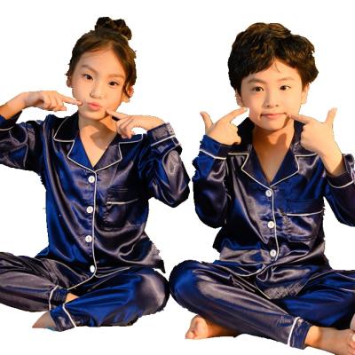 China QUICK-DRY Children's Boys Spring and Autumn Simulated Home Children's Wrapped Pajamas Set Girls Silk Thin Long Clothes for sale