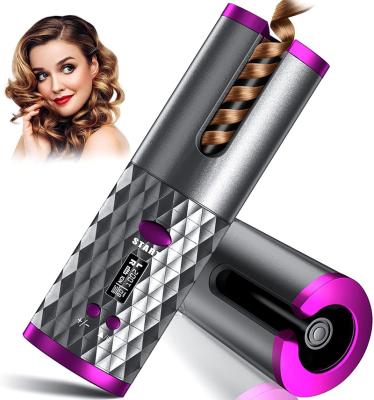 China USB Rechargeable Cordless Hair Curler Automatic Rotating Hair Hesitate Ceramic Curling Iron Radio for sale