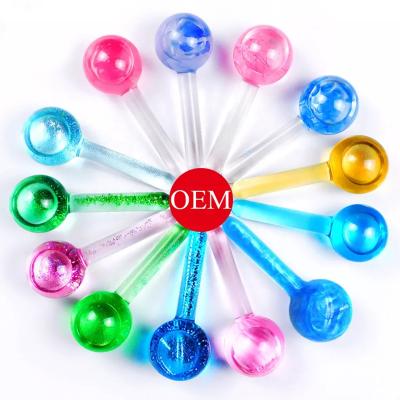 China Whitening Beauty Equipment Custom Eye Face Massage Ice Globes Cooling Glitter Facial Blue Pink Ice Globes for sale