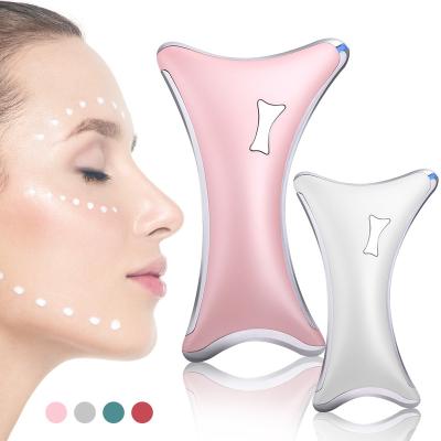 China Face Lift Tool Product Gua Sha Massage Panel 3 Colors Heating Electric LED Therapy Massager Vibration Neck Gua Sha Lifting Scraper for sale