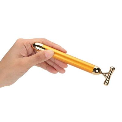 China 3d Face Lift Face Lift Wrinkle Bar Gold Energy Remover 24k Roller Beauty Roller Massager Facial Beauty Instruments for sale