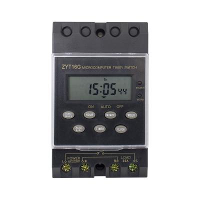 China 7 Days 24 Hours Rail 25A Microcomputer Control Switch ZYT16G 220v Digital Timer Switch Programmable Weekly Timer Relay Control Rail 25A Hourly Switch For List Removal Lamp for sale