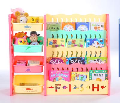 China Low Price Book Storage 4 Layers Plastic Bookshelf Kids Children Plastic Book Shelves for sale