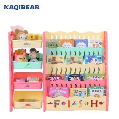 China Low book storage price 4 layers of plastic bookshelf /children plastic bookshelf/kids bookshelf for sale