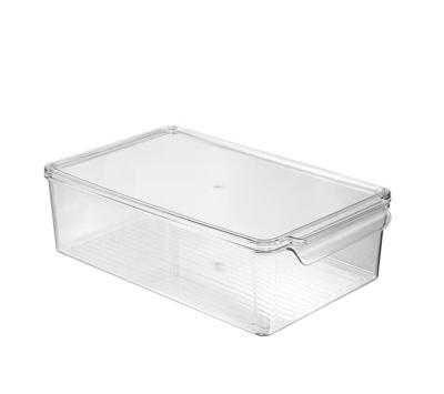 China Freshness Keeping Kitchen Food Cupboard Refrigerator Or Freezer Plastic Food Storage Box With Lid Small Fridge Organizer With Handle for sale