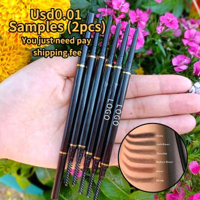 China Custom Vegan Logo Waterproof Eyebrow Pen Waterproof Dark Brown Private Label Eyebrow Pencil for sale