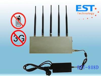 China 5 Antenna 33dBm Cell Phone Signal Jammer / Blocker EST-808D For Custom en venta