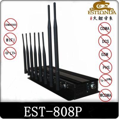 China 33dBm 4G WIFI Cell Phone Signal Jammer / Blocker EST-808P, Black for sale