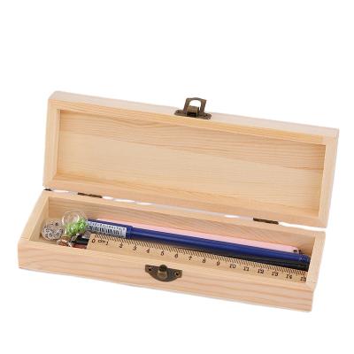 China High Quality Handmade DIY Wooden Pencil Case Solid Pencil Case Stationery Box Student Painted Puzzle Box For Gift for sale