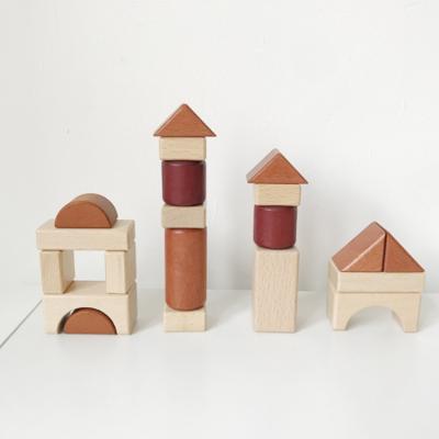 China The wooden material is strong and durable The wooden material is building block strong and durable natural wooden children's toy material beech color wooden game toy for sale