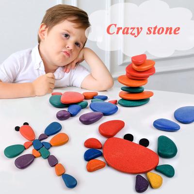 China Wholesale Montessori Rainbow Pebbles Assorting Color Stacking Stones Creative Study Sensory Toys For Children MZP26 MZP26 for sale