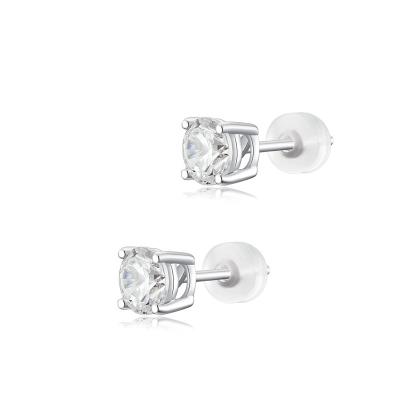 China Fashion Minimalist Round Diamond Ear Piercing Earrings Studs Zircon Framing Arrangement for sale