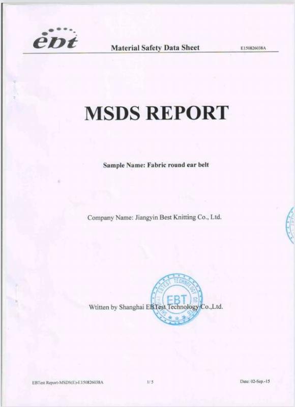 MSDS - Jiangyin Best Knitting Co., Ltd.