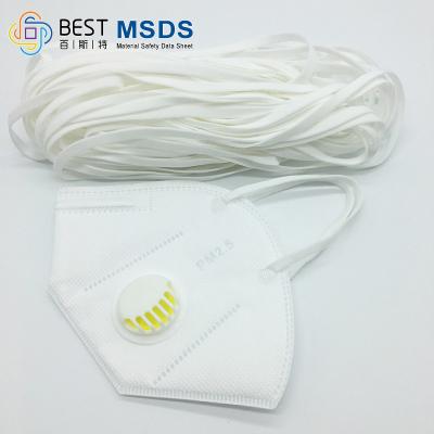 China cordón elástico redondo 3m m suave de 3.5m m para el blanco del gancho de la banda de las mascarillas en venta