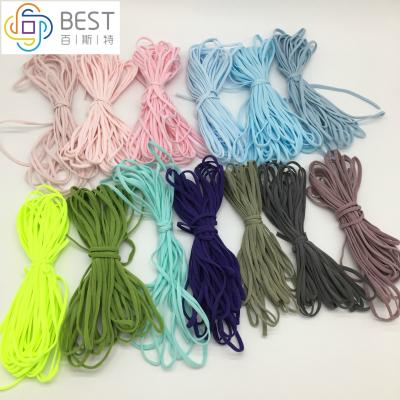 China 3ply Disposable Face Mask Elastic Ear Loop Material Colorful Flat Round Elastic Rope for sale