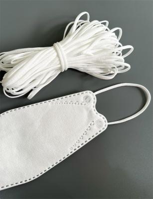 China 5mm Flat Ear Loop Elastic Cord  White Polyester Spandex Earloop For Korean 3D Mask for sale