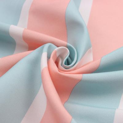 China Green And Pink Peach Microfiber Twill Stripe Skin Waterproof Fabric Print for sale