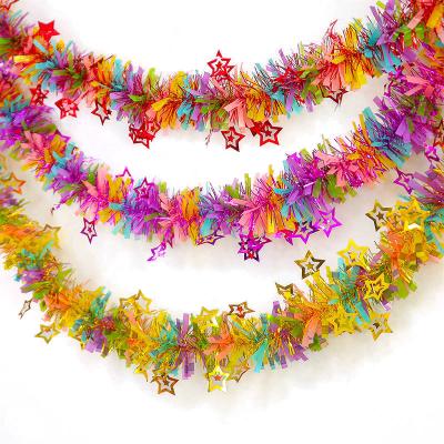 China 2M Waterproof Christmas Party Xmas Tree Ornaments Garland Ribbon Tinsel Hanging Decorations for sale