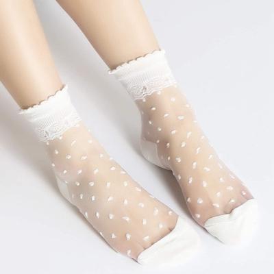 China Low Price Summer Antibacterial Ladies Fashion Sheer Mesh Silk Socks Ultrathin Transparent Crystal Lace Elastic Summer Ankle Socks for sale