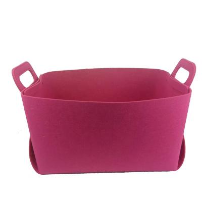 China Multifunctional Colorful Felt Foldable Felt Bag Felt Organizer Durable Storage Basket Laundry Basket Bag Felt Organizer With Handles for sale