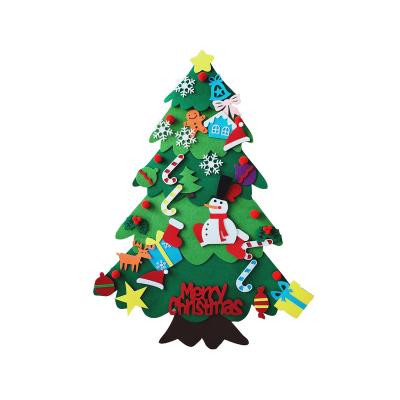 China Christamas Home Decoration Customized Door Hanging Decorations Felt Christmas Tree With Ornaments For Kids for sale