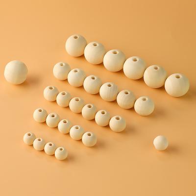 China For Kid The Natural Round Wooden Diy Bead DIY 4-50mm For Bracelet Necklace Accessories Jewelry Making for sale