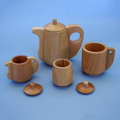 China European Beech Wood Children's Cutlery Wooden Children's Cutlery Set Wooden Cutlery Set Wooden Cutlery Toy Dish Dish Dish Bowl Teacup Teapot Toy for sale