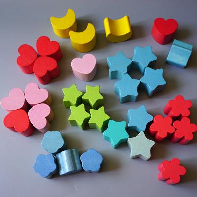 China European Children's Educational Toy Wooden Building Blocks Baby Color Squares Wooden Toys and Geometric Shape for sale