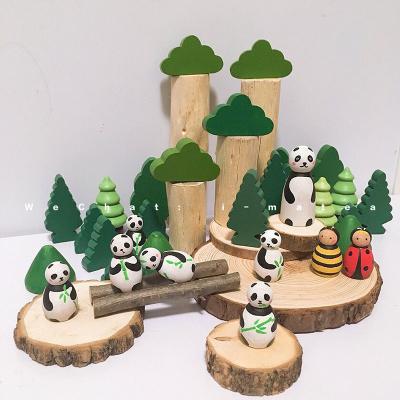 China Europe Kids Educational Situational Games Simulation Tree Set Toys Rainbow Building Block Green Nordic Wooden Forest for sale