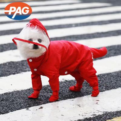 China Red Pet Windproof Cat Dog Raincoat Jumpsuit Packable Windproof Waterproof Polyester Custom Wholesale Viable PAG for sale