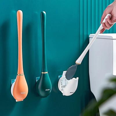 China Sustainable Silicone Automatic Opening And Closing Bathroom Wall Mount Toilet Bowl Cleaning Brush for sale