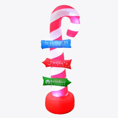 China Candy Cane Explosive Road Sign Inflatable Christmas Garden Decoration 1.5m Party Sign Customized for sale