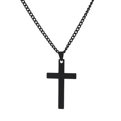 China Vintage Stainless Steel Black Cross Heavy Wheat Chain For Lord Men's Prayer Pendant Necklace for sale