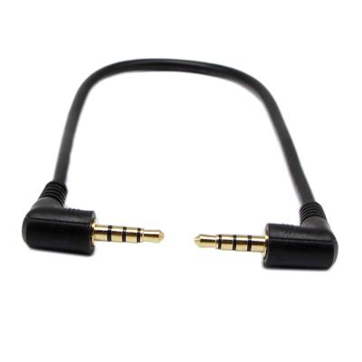 China Molded Gold Plated Connectors With Grommets Factory Direct Sales L Shape TRRS 3.5mm Male Right Angle 4 Pole To Male 3.5mm Gold Stereo Audio Cable Manufacturing for sale