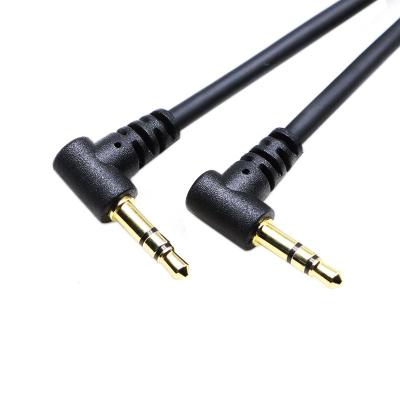 China Car Custom 6m 20ft TRS TRRS 3.5mm Plug Gold Shape Right Angle Male L Male To Male 3.5mm Cable Stereo Shielded Audio Manufacture for sale