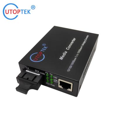 China 10/100/1000Mbps SM dual SC 20km Fiber media converter 1310nm with DC5V power supply for sale