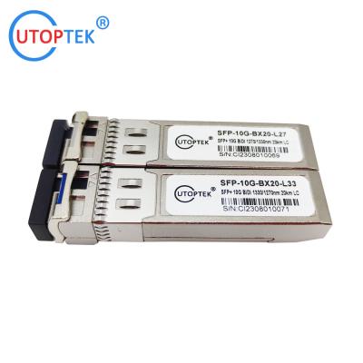 China 10G SFP+ BiDi 20km LC Tx1270/Rx1330nm DDM High quality 10g bidi 20km sfp module for sale