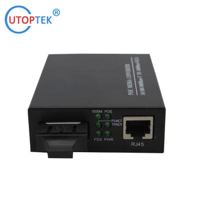 China 10/100/1000M Fiber SC to RJ45 POE 30W media converter with DC52V power for CCTV poe IP Camera using for sale