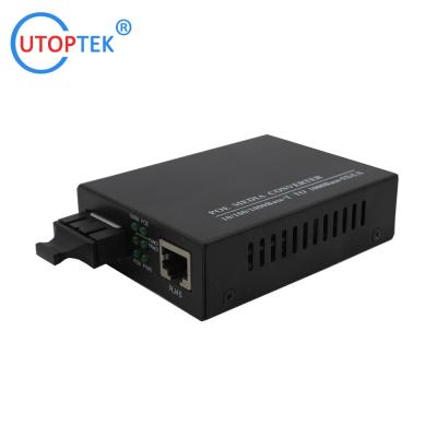 China 10/100/1000M POE 30W media converter SM dual SC 1310nm 20km with DC52V power for CCTV poe IP Camera using for sale