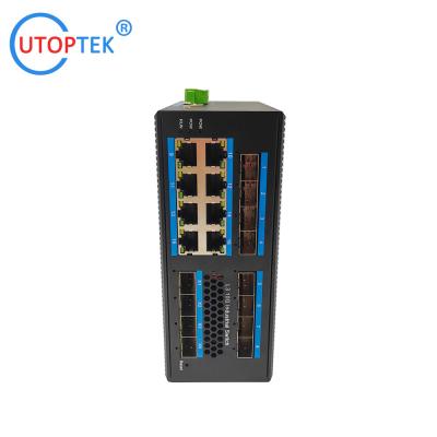 China UT4T88GMP-SFP L3 10G Network management industrial POE switch 4x10G SFP+ ports+8xGE RJ45 ports+8 gigabit SFP module for sale