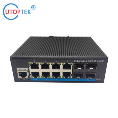 China UT48GMP-SFP L2 Managed Industrial 4x1000M SFP port+8x10/100/1000M RJ45 POE port +1xConsole port, DIN Rail,-40 ~+85 ℃ for sale