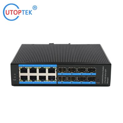 China UT88GMP-SFP L2 Managed Industrial 8x1000M SFP port+8x10/100/1000M RJ45 POE port +1xConsole port, DIN Rail,-40 ~+85 ℃ for sale