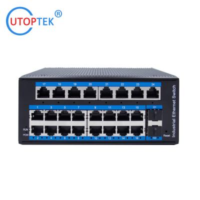 China UT2G24FM-SFP L2 Managed Industrial Switch 2x1000M SFP+24x10/100M RJ45+1xConsole port, DIN Rail,-40 ~+85 ℃ for sale