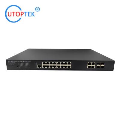 China Layer2 Management 10/100/1000M 16xPOE+4Combo UTP+4SFP IEEE802.3af/at Total 300W POE Network switch(UT-PS1644GM-SFP) for sale