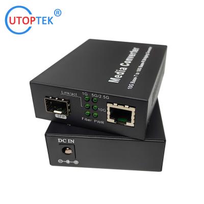 China High performance 10G SFP+ to RJ45 fiber optical media converter for CCTV network for sale